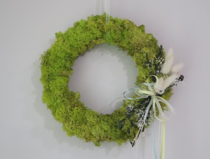 소품 프리저브드 스칸디아 모스 리스 wreath 선물 28cm